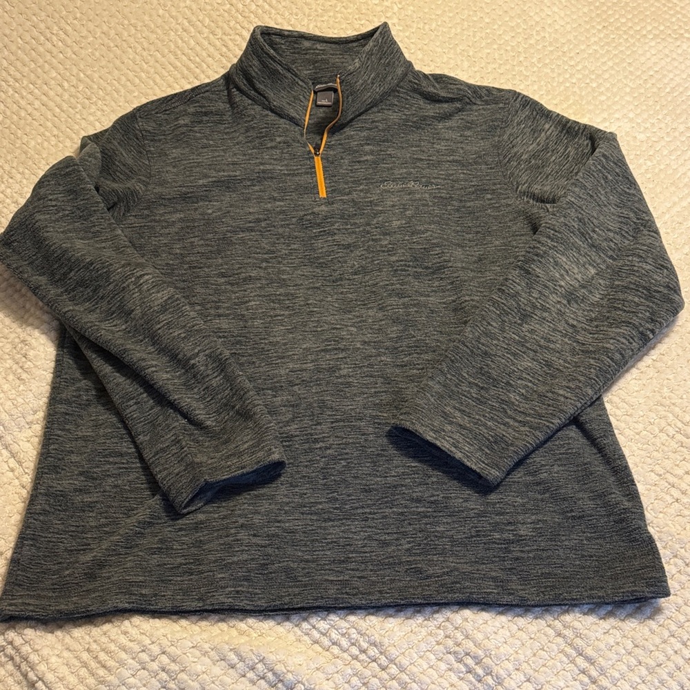 Eddie Bauer Men's Heathered Gray Zip-Up Sweater
